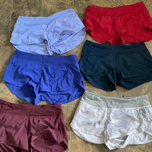 Lululemon lot of 10 pairs Speed Shorts size 6